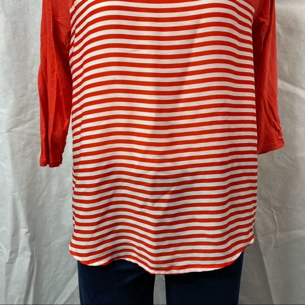 Express Coral Striped Top 3/4 Sleeve Top - Picture 3 of 10